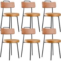 Kit 06 Cadeiras Decorativas Estofada Para Sala Jantar Barcelona L02 Couríssimo Camel Whisky - Lyam - 1