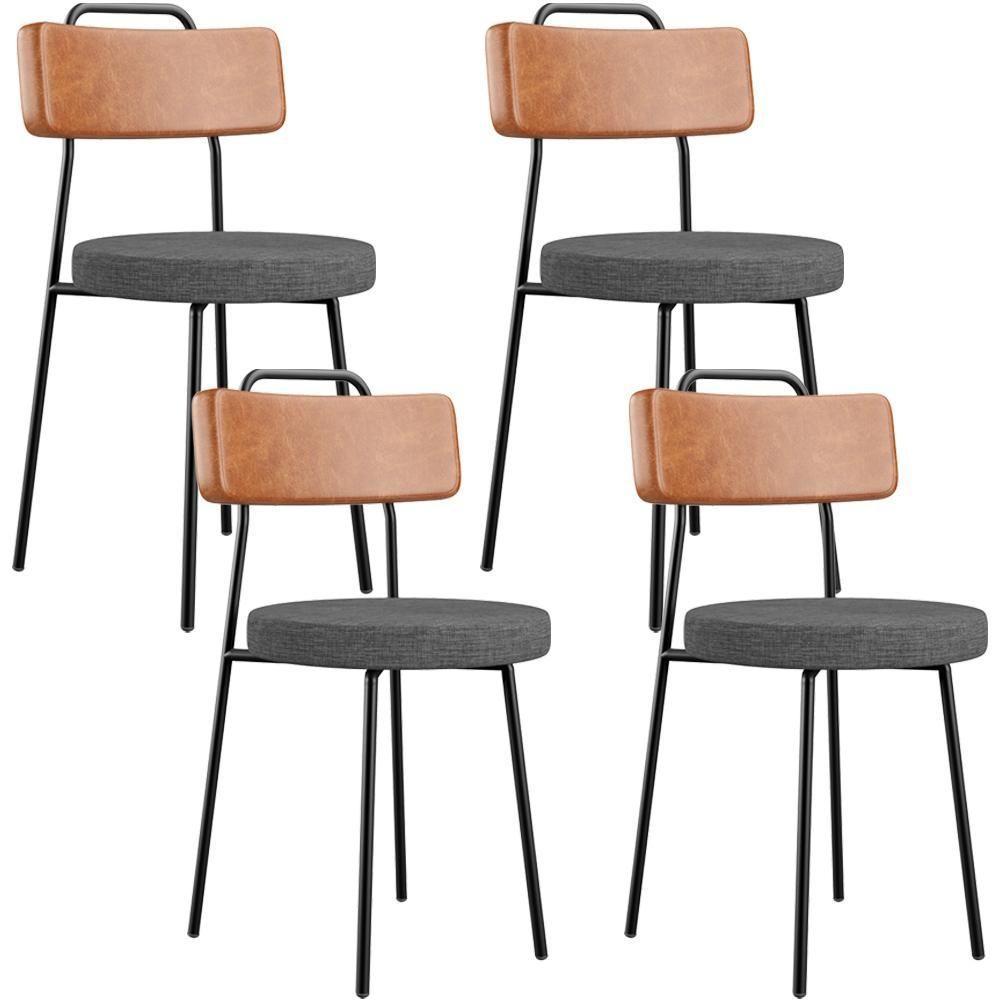 Kit 04 Cadeiras Estofada Sala De Jantar Barcelona L02 Couríssimo Camel Linho Cinza Escuro - Lyam - 1