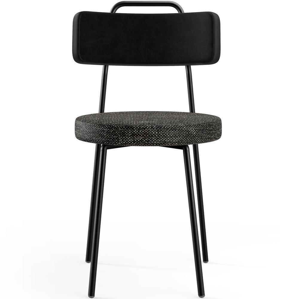 Kit 06 Cadeiras Decorativa Estofada Sala Jantar Barcelona L02 Couríssimo Preto Linho Chumbo - Lyam - 8