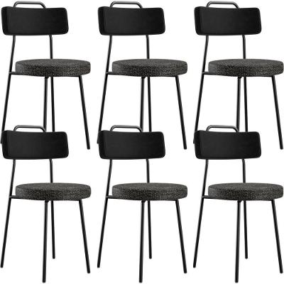 Kit 06 Cadeiras Decorativa Estofada Sala Jantar Barcelona L02 Couríssimo Preto Linho Chumbo - Lyam
