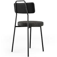 Kit 06 Cadeiras Decorativa Estofada Sala Jantar Barcelona L02 Couríssimo Preto Linho Chumbo - Lyam - 7