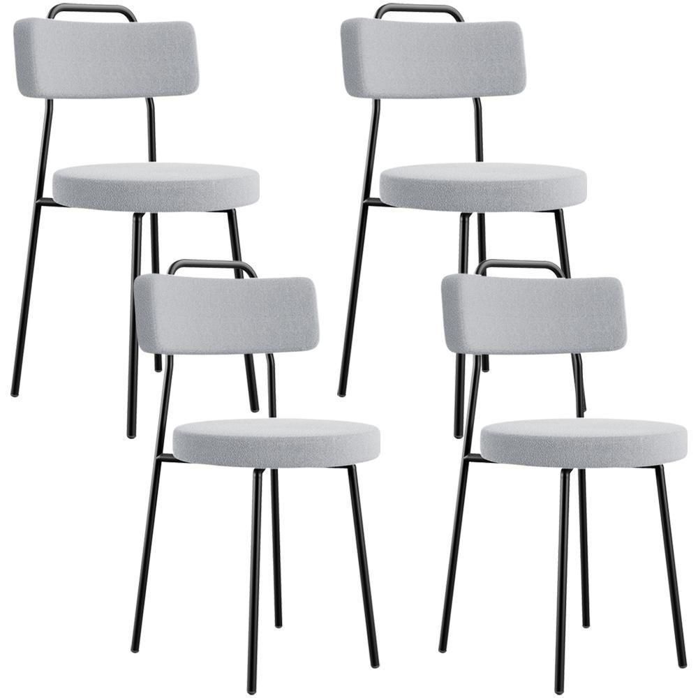 Kit 04 Cadeiras Decorativas Estofada Para Sala De Jantar Barcelona L02 Bouclê Cinza - Lyam Decor - 1