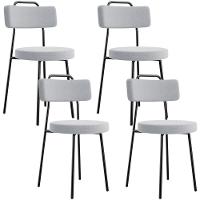Kit 04 Cadeiras Decorativas Estofada Para Sala De Jantar Barcelona L02 Bouclê Cinza - Lyam Decor - 1