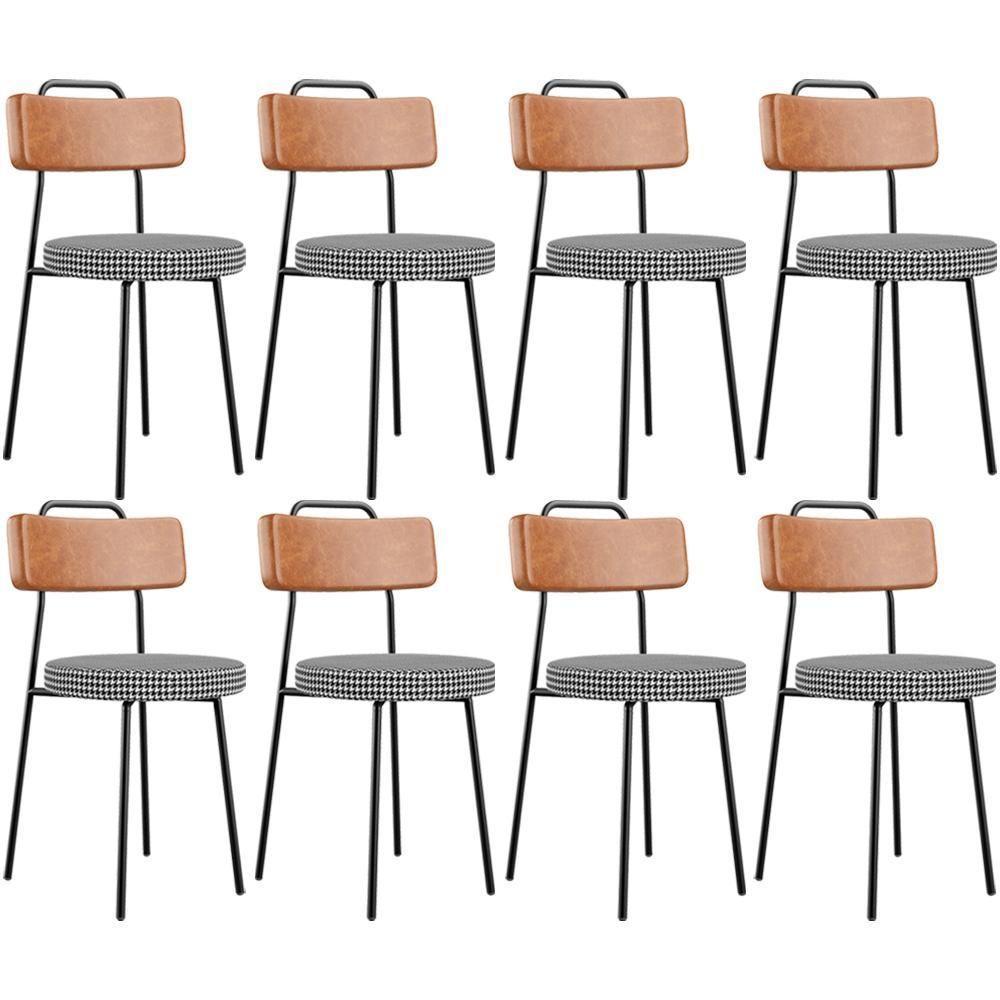 Kit 08 Cadeiras Decorativas Estofada Sala Jantar Barcelona L02 Couríssimo Camel Pied Poule - Lyam - 1