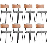 Kit 08 Cadeiras Decorativas Estofada Sala Jantar Barcelona L02 Couríssimo Camel Pied Poule - Lyam - 1
