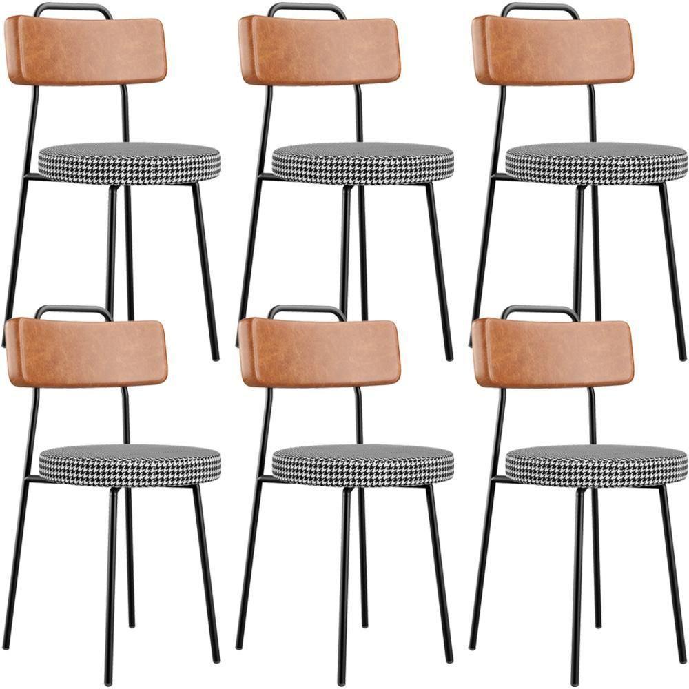 Kit 06 Cadeiras Decorativas Estofada Sala Jantar Barcelona L02 Couríssimo Camel Pied Poule - Lyam - 1