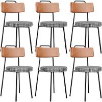 Kit 06 Cadeiras Decorativas Estofada Sala Jantar Barcelona L02 Couríssimo Camel Pied Poule - Lyam - 1