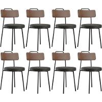 Kit 08 Cadeiras Estofada Para Sala De Jantar Barcelona L02 Couríssimo Marrom Linho Chumbo - Lyam - 1