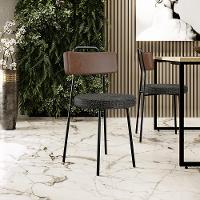 Kit 08 Cadeiras Estofada Para Sala De Jantar Barcelona L02 Couríssimo Marrom Linho Chumbo - Lyam - 3