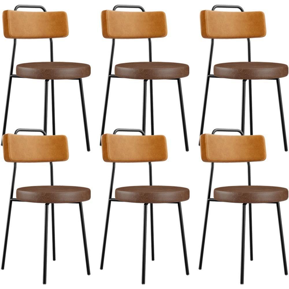 Kit 06 Cadeiras Decorativas Estofada Para Sala Jantar Barcelona L02 Couríssimo Whisky Marrom - Lyam - 1