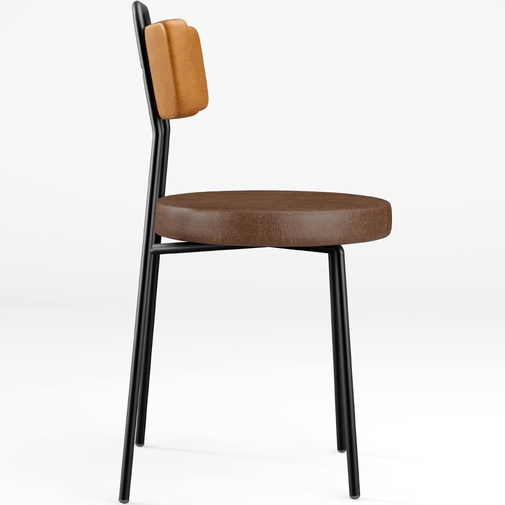 Kit 06 Cadeiras Decorativas Estofada Para Sala Jantar Barcelona L02 Couríssimo Whisky Marrom - Lyam - 2