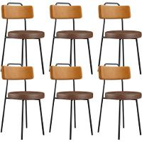 Kit 06 Cadeiras Decorativas Estofada Para Sala Jantar Barcelona L02 Couríssimo Whisky Marrom - Lyam - 1