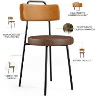 Kit 06 Cadeiras Decorativas Estofada Para Sala Jantar Barcelona L02 Couríssimo Whisky Marrom - Lyam - 5