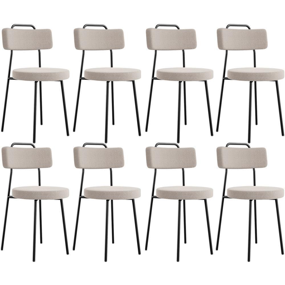 Kit 08 Cadeiras Decorativas Estofada Para Sala De Jantar Barcelona L02 Bouclê Creme - Lyam Decor - 1