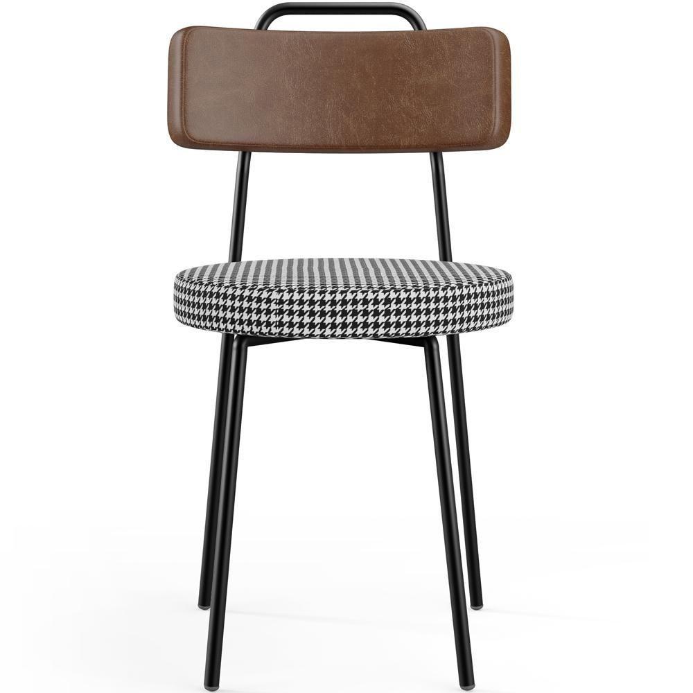 Kit 08 Cadeiras Decorativas Estofada Sala Jantar Barcelona L02 Couríssimo Marrom Pied Poule - Lyam - 5