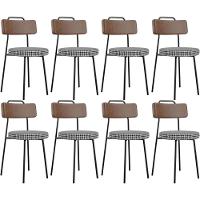 Kit 08 Cadeiras Decorativas Estofada Sala Jantar Barcelona L02 Couríssimo Marrom Pied Poule - Lyam - 1