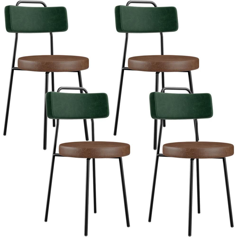 Kit 04 Cadeiras Estofada Para Sala Jantar Barcelona L02 Facto Verde Musgo Couríssimo Marrom - Lyam - 1