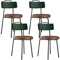 Kit 04 Cadeiras Estofada Para Sala Jantar Barcelona L02 Facto Verde Musgo Couríssimo Marrom - Lyam - 1