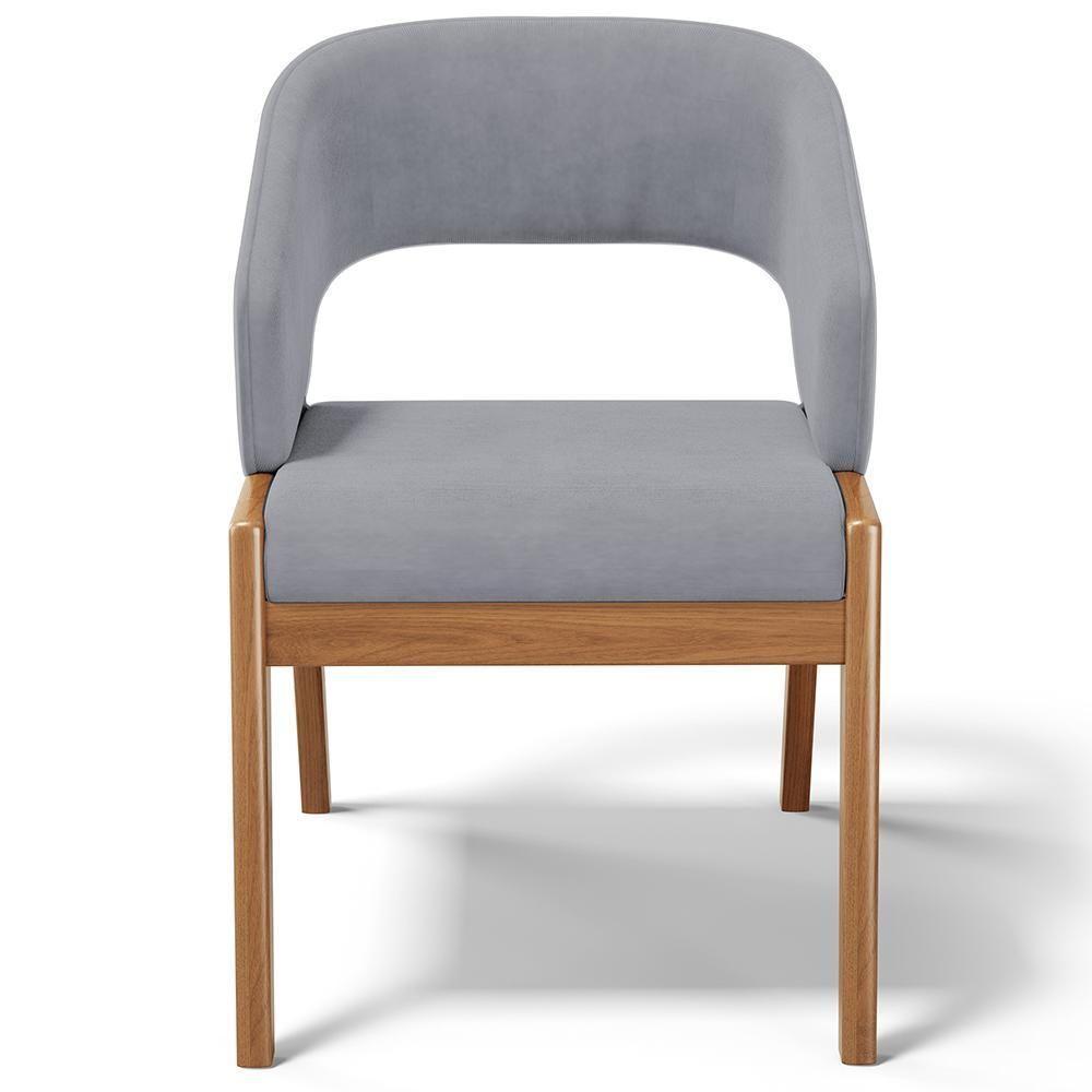 Kit 04 Cadeiras De Jantar E Estar Living Estofada Lince L02 Suede Cinza - Lyam Decor - 2