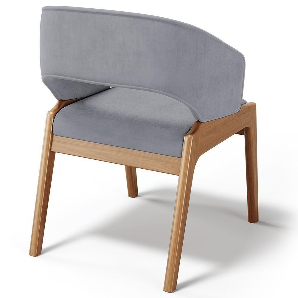 Kit 04 Cadeiras De Jantar E Estar Living Estofada Lince L02 Suede Cinza - Lyam Decor - 5