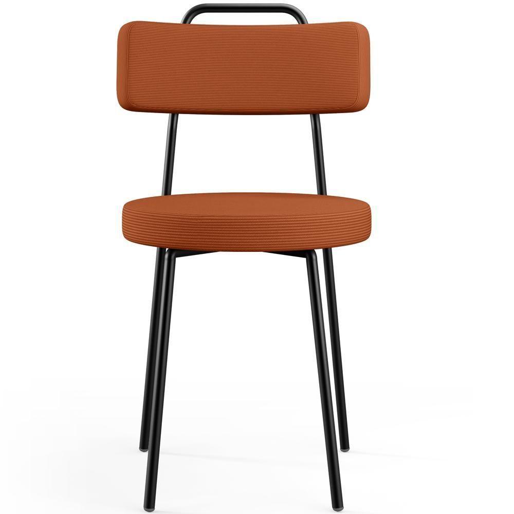 Kit 04 Cadeiras Decorativas Estofada Para Sala De Jantar Barcelona L02 Tecido Terracota - Lyam Decor - 8