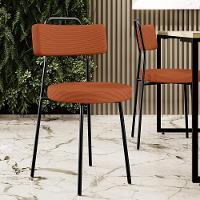 Kit 04 Cadeiras Decorativas Estofada Para Sala De Jantar Barcelona L02 Tecido Terracota - Lyam Decor - 3