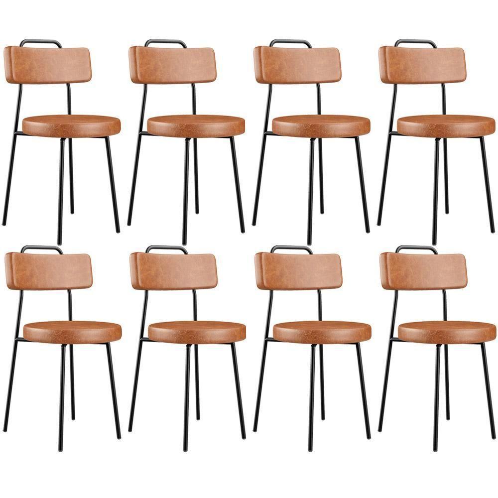 Kit 08 Cadeiras Decorativas Estofada Para Sala De Jantar Barcelona L02 Couríssimo Camel - Lyam Decor - 1