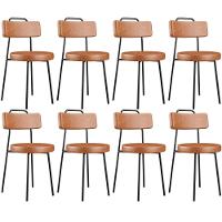 Kit 08 Cadeiras Decorativas Estofada Para Sala De Jantar Barcelona L02 Couríssimo Camel - Lyam Decor - 1