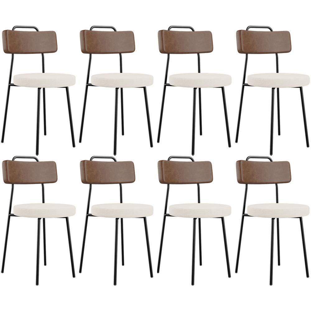 Kit 08 Cadeiras Decorativas Estofada Sala Jantar Barcelona L02 Couríssimo Marrom Linho Cru - Lyam - 1