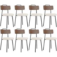 Kit 08 Cadeiras Decorativas Estofada Sala Jantar Barcelona L02 Couríssimo Marrom Linho Cru - Lyam - 1