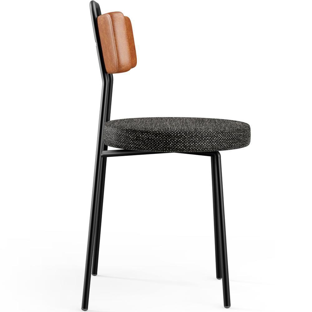 Kit 06 Cadeiras Decorativas Estofada Sala Jantar Barcelona L02 Couríssimo Camel Linho Chumbo - Lyam - 5