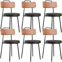 Kit 06 Cadeiras Decorativas Estofada Sala Jantar Barcelona L02 Couríssimo Camel Linho Chumbo - Lyam - 1