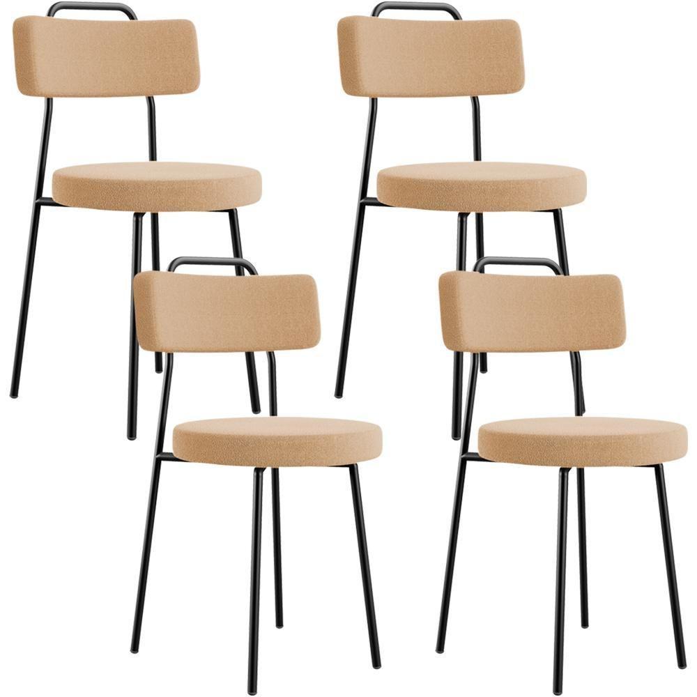 Kit 04 Cadeiras Decorativas Estofada Para Sala De Jantar Barcelona L02 Bouclê Mostarda - Lyam Decor - 1