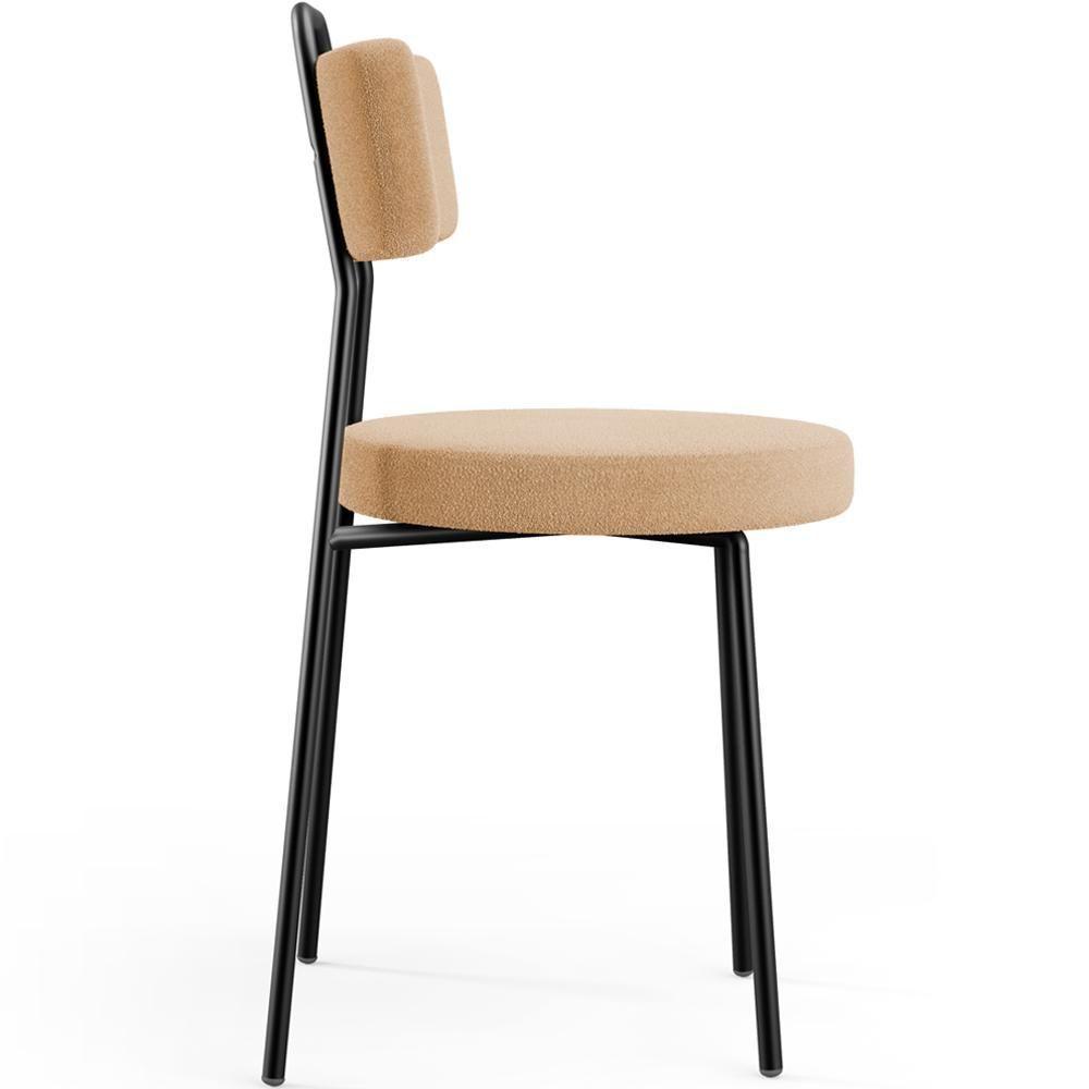 Kit 04 Cadeiras Decorativas Estofada Para Sala De Jantar Barcelona L02 Bouclê Mostarda - Lyam Decor - 6