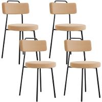 Kit 04 Cadeiras Decorativas Estofada Para Sala De Jantar Barcelona L02 Bouclê Mostarda - Lyam Decor - 1