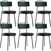 Kit 06 Cadeiras Estofada Para Sala Jantar Barcelona L02 Facto Verde Musgo Couríssimo Preto - Lyam - 1