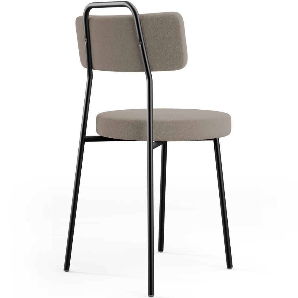 Kit 08 Cadeiras Decorativas Estofada Para Sala De Jantar Barcelona L02 Bouclê Bege - Lyam Decor - 2