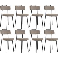 Kit 08 Cadeiras Decorativas Estofada Para Sala De Jantar Barcelona L02 Bouclê Bege - Lyam Decor - 1