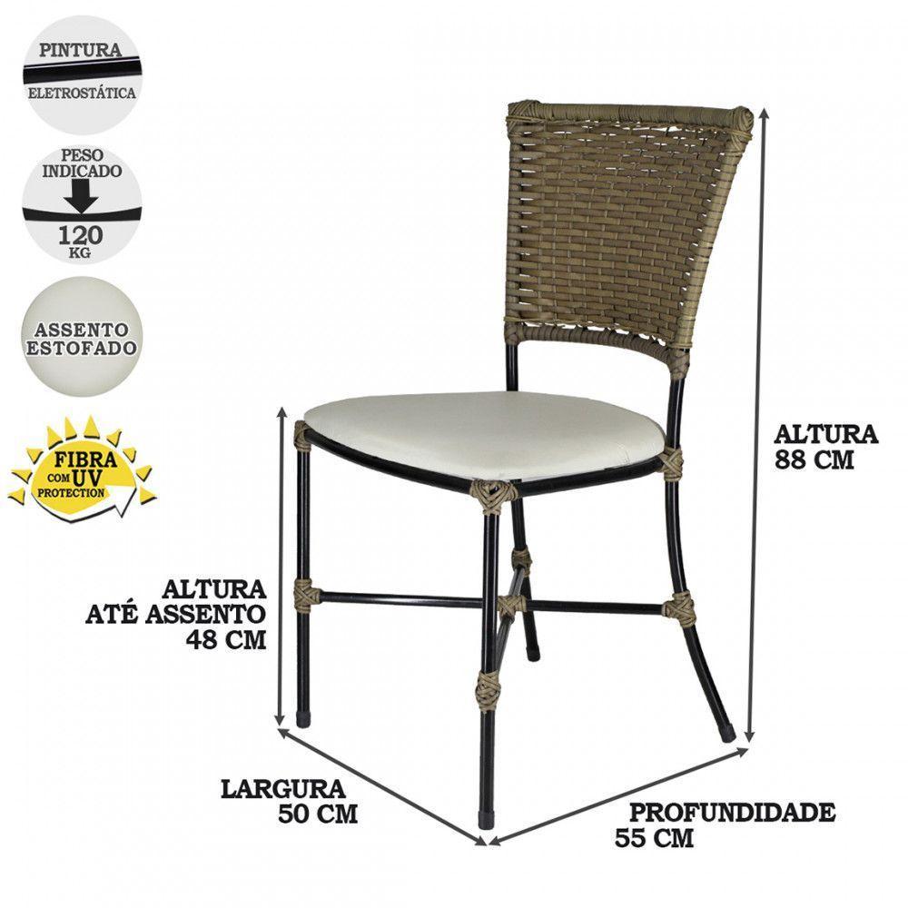 Jogo Com 2 Cadeiras Fibra Sintética Pequi Com Branco Gelo - 2