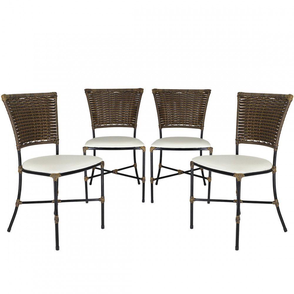 Jogo Com 4 Cadeiras Fibra Sintética Argila Com Branco Gelo - 1