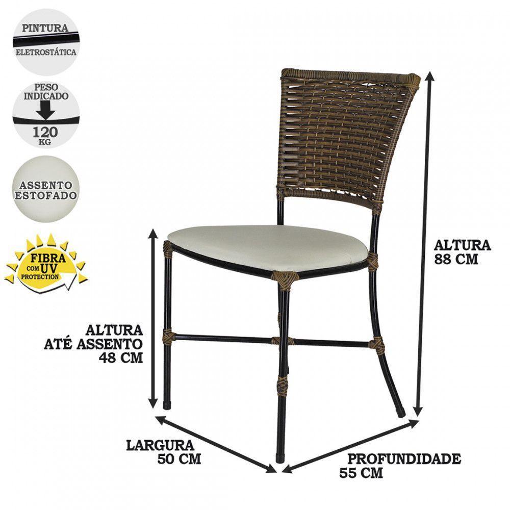 Jogo Com 4 Cadeiras Fibra Sintética Argila Com Branco Gelo - 2