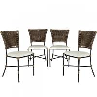 Jogo Com 4 Cadeiras Fibra Sintética Argila Com Branco Gelo - 1