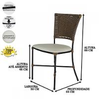 Jogo Com 4 Cadeiras Fibra Sintética Argila Com Branco Gelo - 2