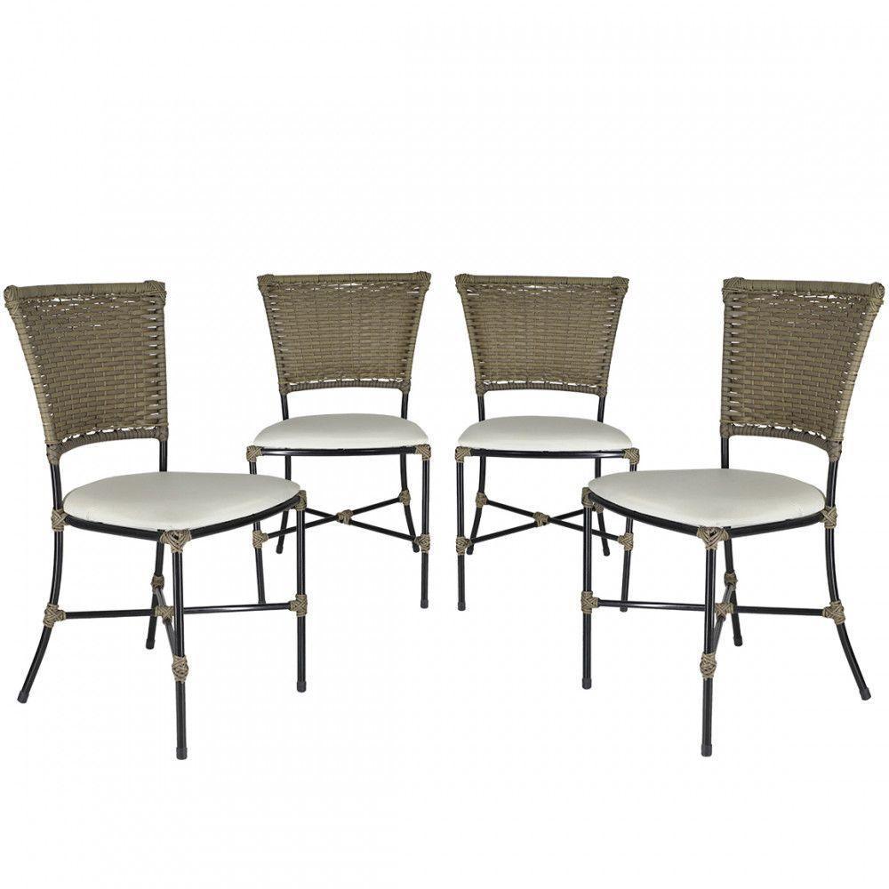 Jogo Com 4 Cadeiras Fibra Sintética Pequi Com Branco Gelo - 1