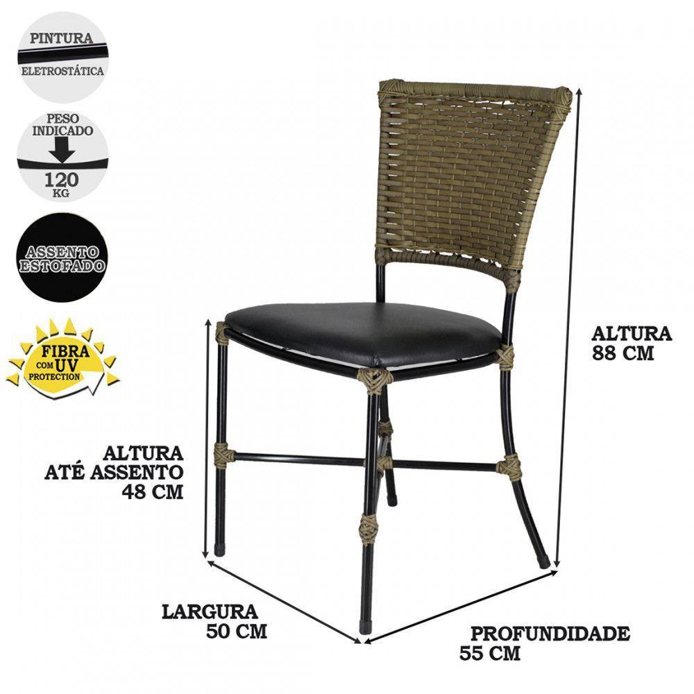Jogo Com 6 Cadeiras Gramado Fibra Sintética Pequi Com Preto - 2