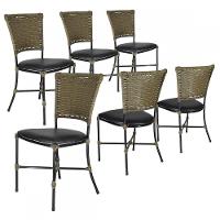 Jogo Com 6 Cadeiras Gramado Fibra Sintética Pequi Com Preto - 1