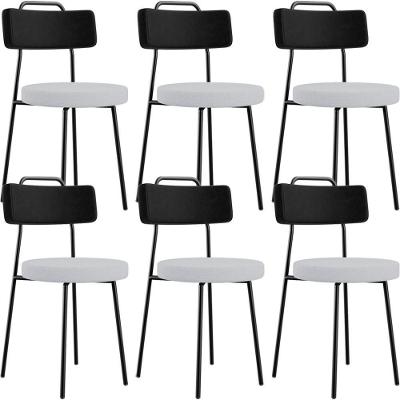 Kit 06 Cadeiras Decorativa Estofada Sala Jantar Barcelona L02 Couríssimo Preto Linho Cinza - Lyam