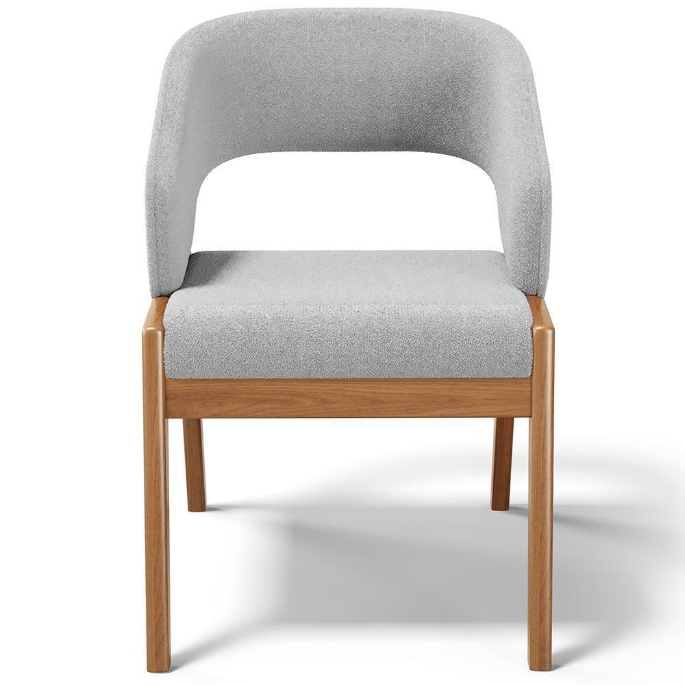 Kit 06 Cadeiras De Jantar E Estar Living Estofada Lince L02 Bouclê Cinza - Lyam Decor - 3