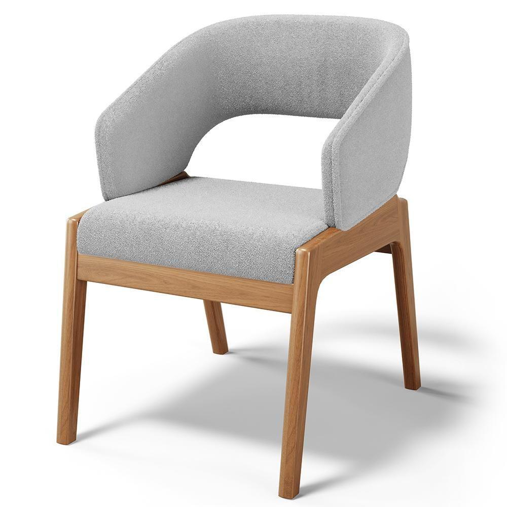 Kit 06 Cadeiras De Jantar E Estar Living Estofada Lince L02 Bouclê Cinza - Lyam Decor - 5