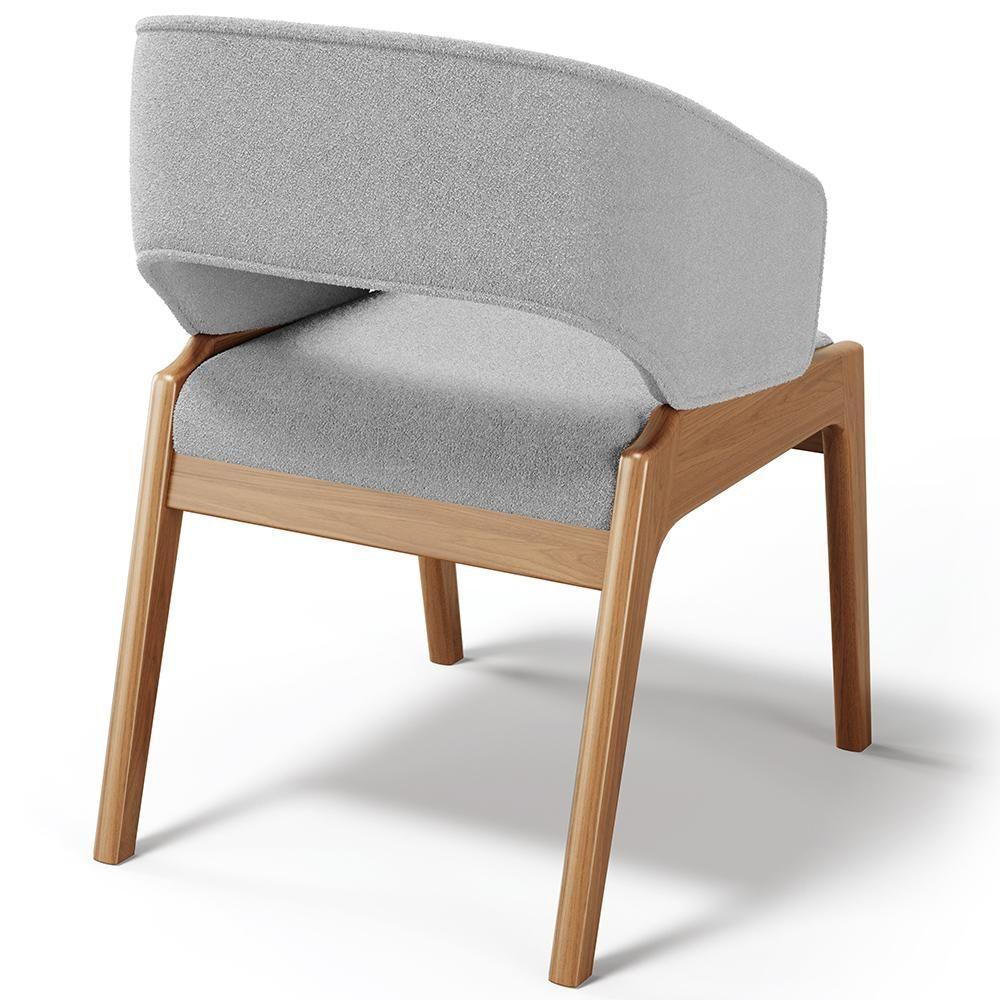 Kit 06 Cadeiras De Jantar E Estar Living Estofada Lince L02 Bouclê Cinza - Lyam Decor - 7